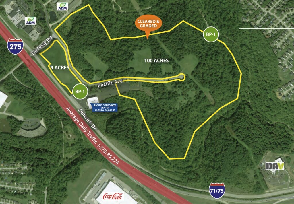 map of available industrial site in NKY