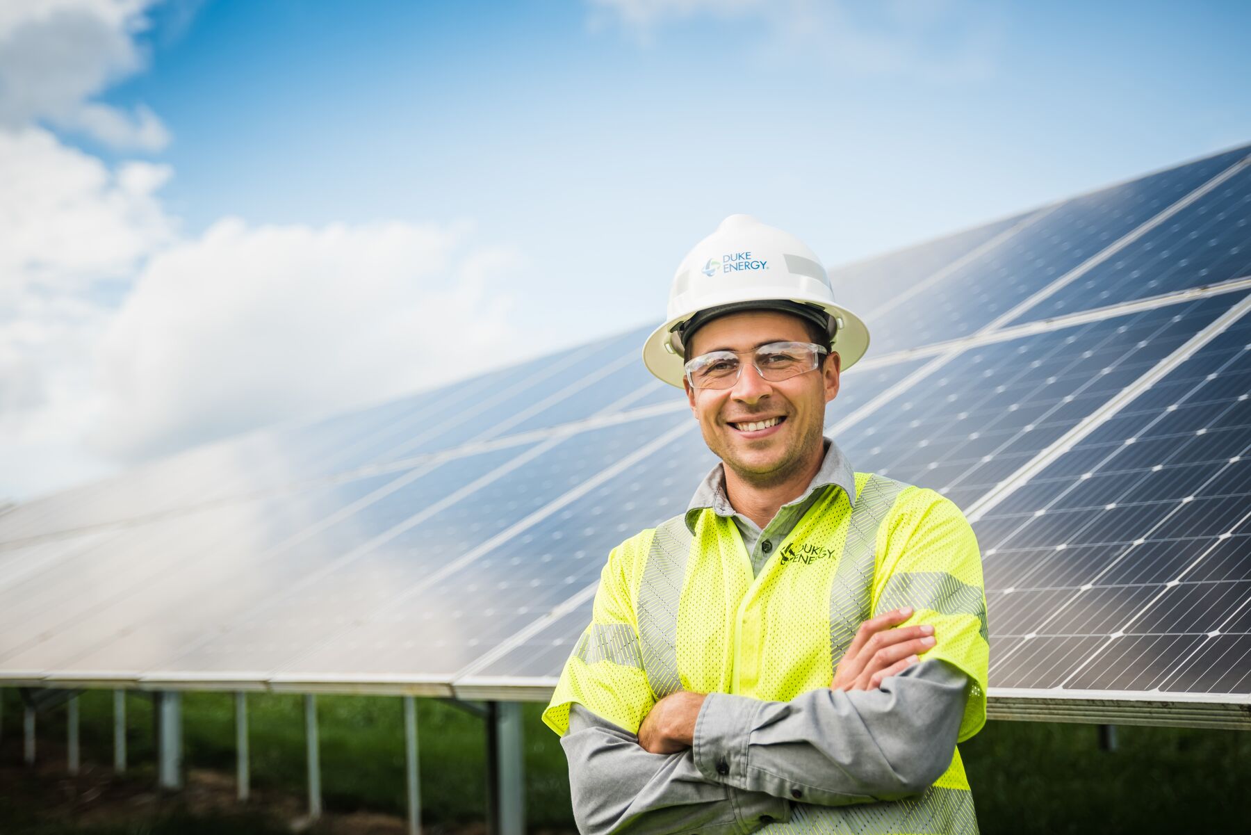 A Duke Energy employee at the company’s solar farm in Crittenden, Kentucky.